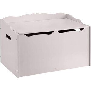 Amazon Basics Kids Toy Box, Wooden Organizer Storage Chest, Gray
